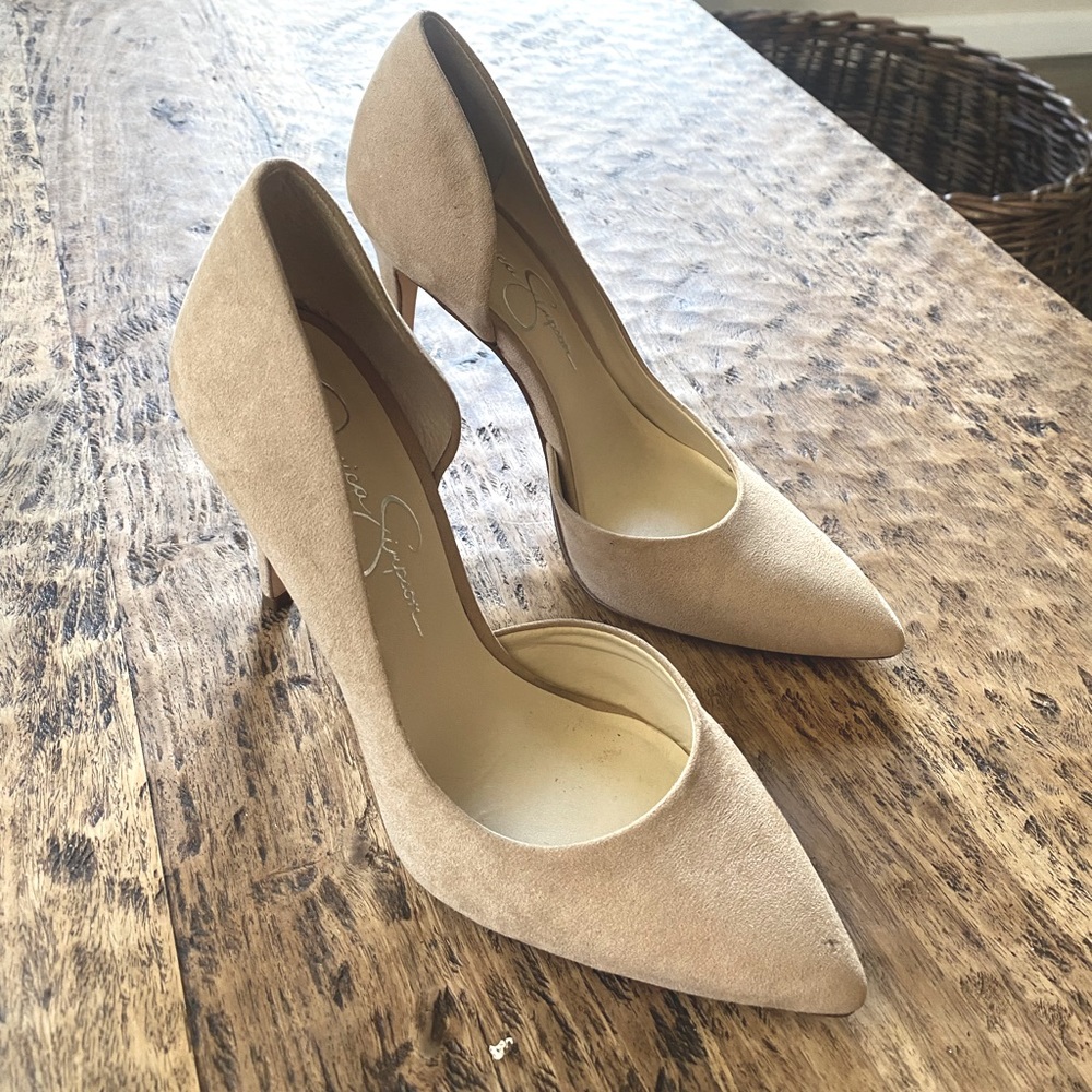 7 Jessica Simpson Beige Nude Suede Paryn D’Orsay Heels